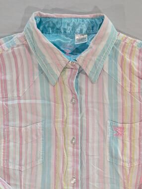 Twenty X Shirt Juniors XL Multicolor Pastel Stripe Long Sleeve Button Up Western